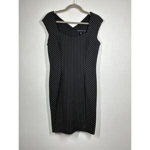 White House Black Market Pinstripe Sheath Dress Size 6 Square Neck Corporate